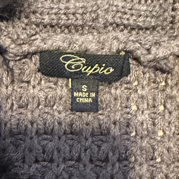 Cupio women’s small 4 6 sweater cardigan Gray brown Knit faux fur ruffle knee - Picture 5 of 9